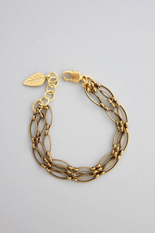 DORB10 Triple Strand Oxidized Brass Chain Bracelet