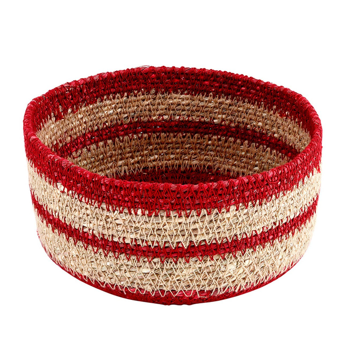Red Rim Seagrass Basket - Set of 2: Seagrass
