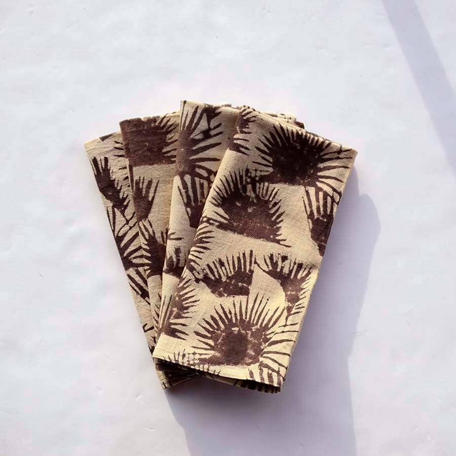 Fern Black Organic Cotton Napkins - Set of 4