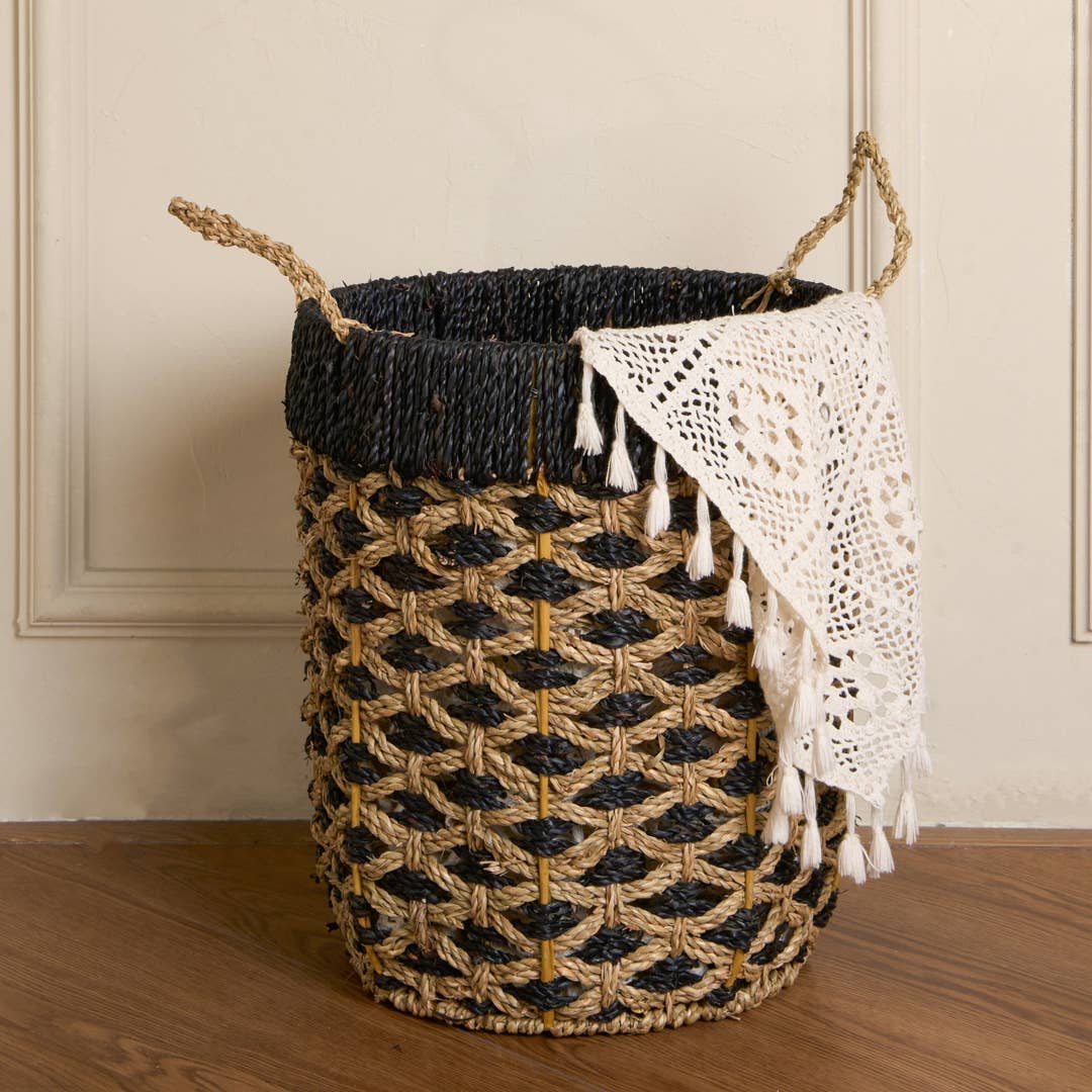 Colorful Seagrass Basket Blue: Small